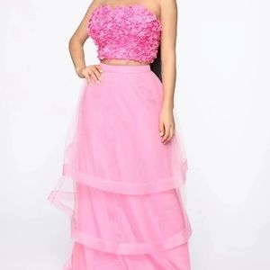 Fashion Nova XS Mesh Floral Skirt Set